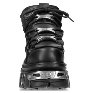 Chaussures New Rock Metallic en Cuir Itali et Nomada Noirs