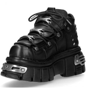 Chaussures New Rock Metallic en Cuir Itali et Nomada Noirs