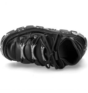 Chaussures New Rock Metallic en Cuir Itali et Nomada Noirs