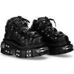 Chaussures New Rock Metallic en Cuir Itali et Nomada Noirs
