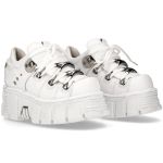 White Leather New Rock Metallic Platform Shoes