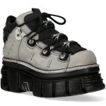 Chaussures New Rock Metallic en Nubuck Noir et Perle