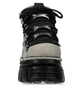 Chaussures New Rock Metallic en Nubuck Noir et Perle