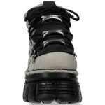 Chaussures New Rock Metallic en Nubuck Noir et Perle