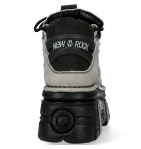Chaussures New Rock Metallic en Nubuck Noir et Perle