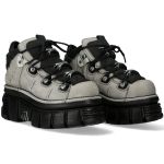 Chaussures New Rock Metallic en Nubuck Noir et Perle