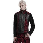 Black and Red Jacquard 'Arius' Gothic Vest