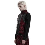 Black and Red Jacquard 'Arius' Gothic Vest