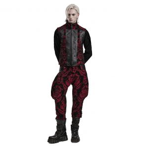 Black and Red Jacquard 'Arius' Gothic Vest