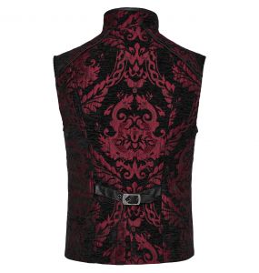Black and Red Jacquard 'Arius' Gothic Vest