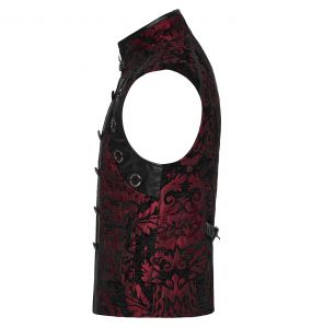 Black and Red Jacquard 'Arius' Gothic Vest