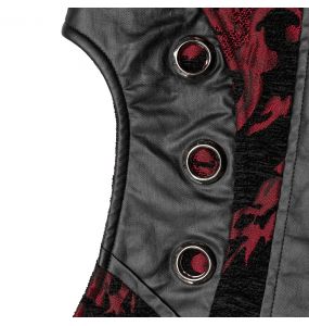 Black and Red Jacquard 'Arius' Gothic Vest