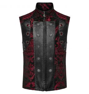 Black and Red Jacquard 'Arius' Gothic Vest