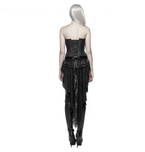 Short-Jupe Queue de Pie 'Amuria' en Velours Noir