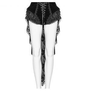 Short-Jupe Queue de Pie 'Amuria' en Velours Noir