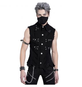 Black 'Distressed Heavy Metal' Waistcoat