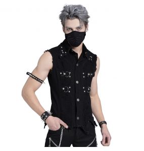 Black 'Distressed Heavy Metal' Waistcoat