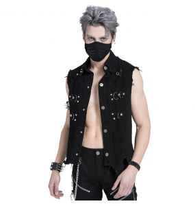 Black 'Distressed Heavy Metal' Waistcoat