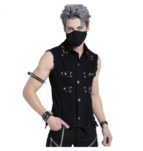 Black 'Distressed Heavy Metal' Waistcoat