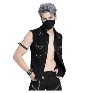 Black 'Distressed Heavy Metal' Waistcoat