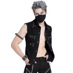 Black 'Distressed Heavy Metal' Waistcoat