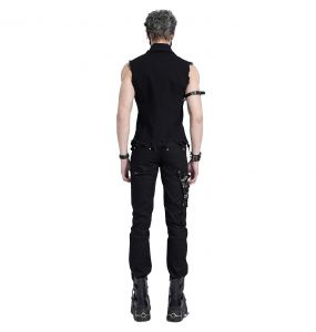 Black 'Distressed Heavy Metal' Waistcoat