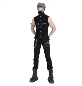 Black 'Distressed Heavy Metal' Waistcoat