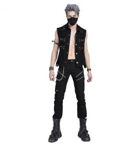 Black 'Distressed Heavy Metal' Waistcoat