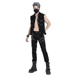 Black 'Distressed Heavy Metal' Waistcoat