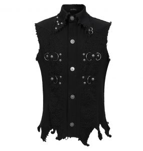 Black 'Distressed Heavy Metal' Waistcoat