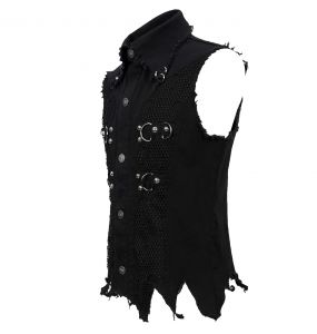 Black 'Distressed Heavy Metal' Waistcoat