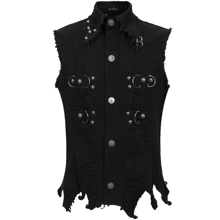 Black 'Distressed Heavy Metal' Waistcoat