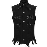 Black 'Distressed Heavy Metal' Waistcoat