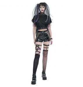Black Vinyl 'Amala' Sexy Shorts