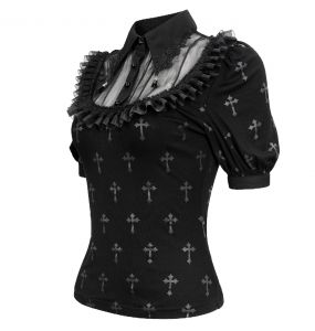 Black 'Radegonda' Short Sleeves Top