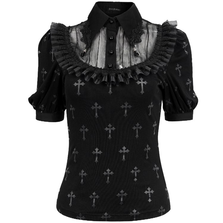 Black 'Radegonda' Short Sleeves Top