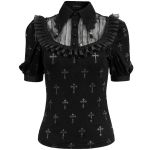 Black 'Radegonda' Short Sleeves Top