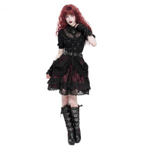 Jupe Gothique 'Radegonda' Noire et Bordeaux