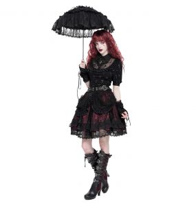 Black and Burgundy 'Radegonda' Gothic Skirt