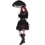 Black and Burgundy 'Radegonda' Gothic Skirt