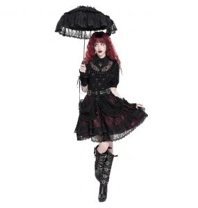 Black and Burgundy 'Radegonda' Gothic Skirt