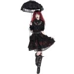 Black and Burgundy 'Radegonda' Gothic Skirt