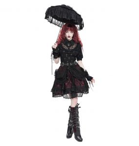 Black and Burgundy 'Radegonda' Gothic Skirt