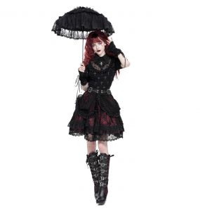 Black and Burgundy 'Radegonda' Gothic Skirt