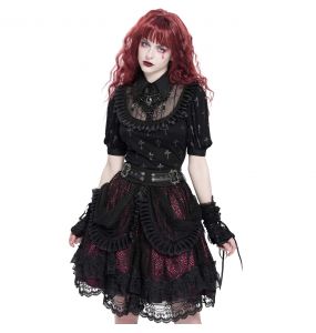 Black and Burgundy 'Radegonda' Gothic Skirt