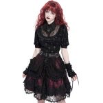 Black and Burgundy 'Radegonda' Gothic Skirt