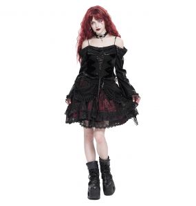 Black and Burgundy 'Radegonda' Gothic Skirt