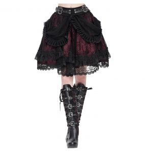 Black and Burgundy 'Radegonda' Gothic Skirt