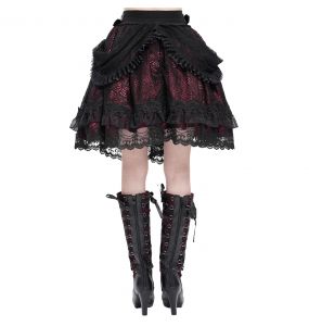 Black and Burgundy 'Radegonda' Gothic Skirt