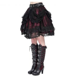 Black and Burgundy 'Radegonda' Gothic Skirt